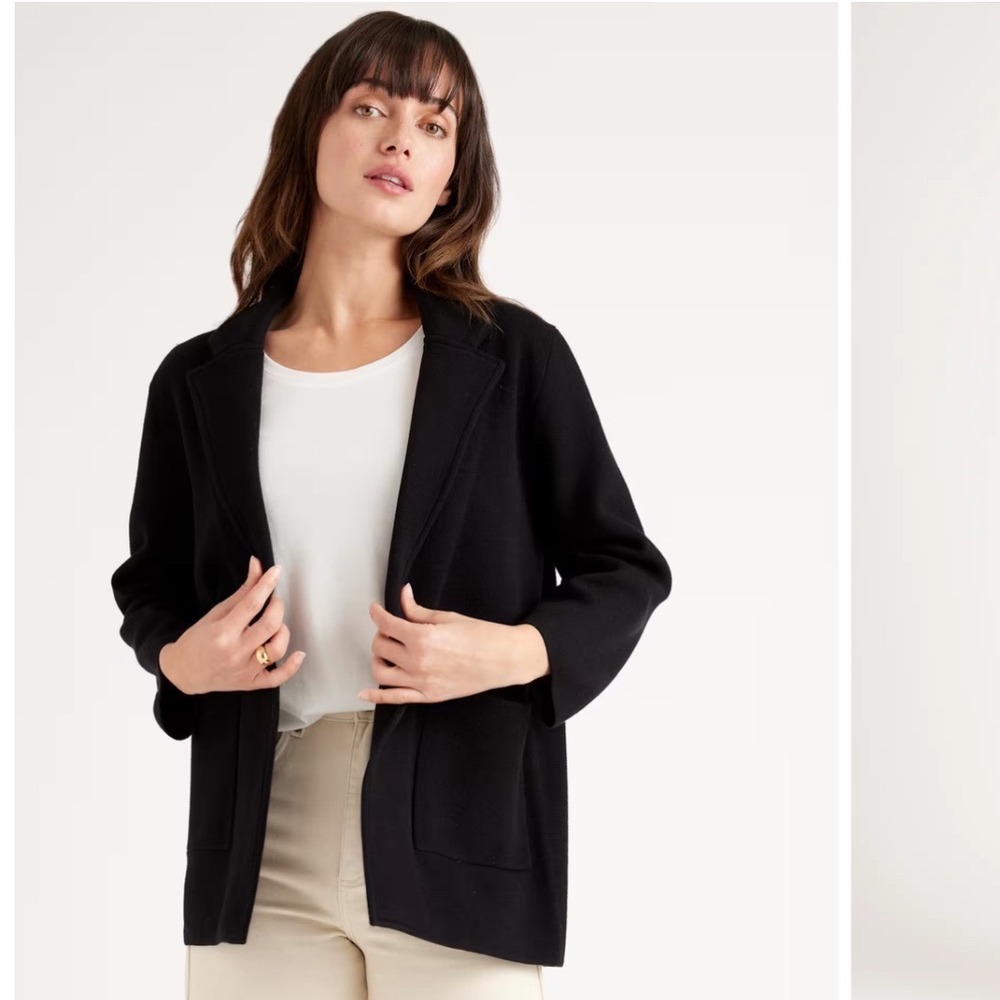 Quince Black Open-Front Blazer Jacket